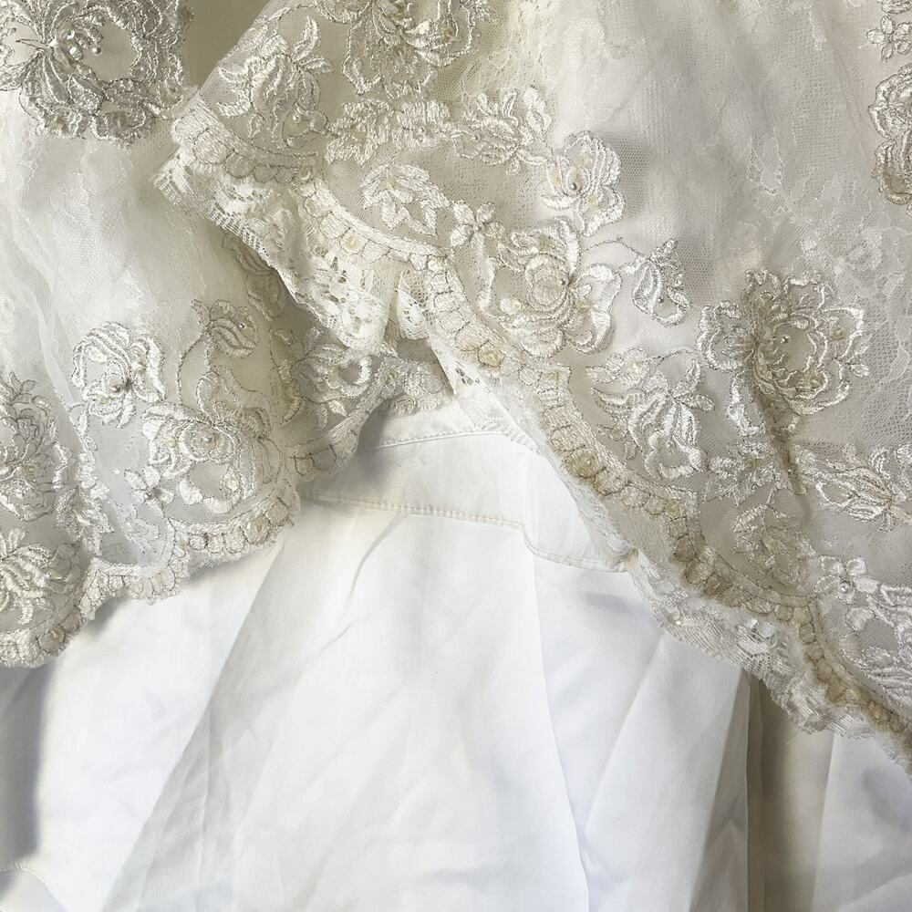 David’s Bridal Women Dress 12 White Rayon Floral A-Line SY9501 Wedding Embroided - Picture 12 of 16